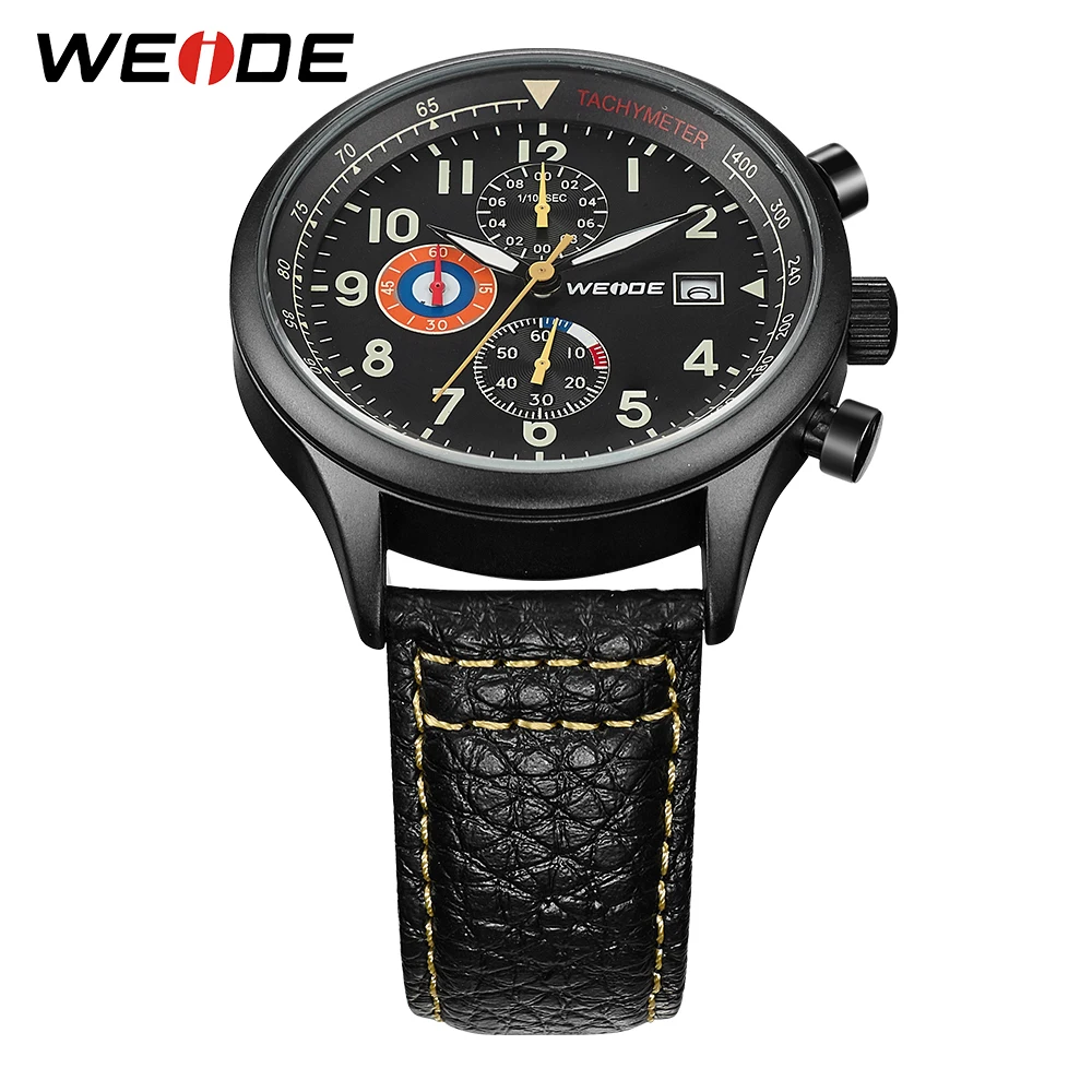 Gift WEIDE Man Sport Luxury Brand Military Army Quartz Analog Digital PU Leather Strap Wrist Watch Clock Relogio Masculinon 2019