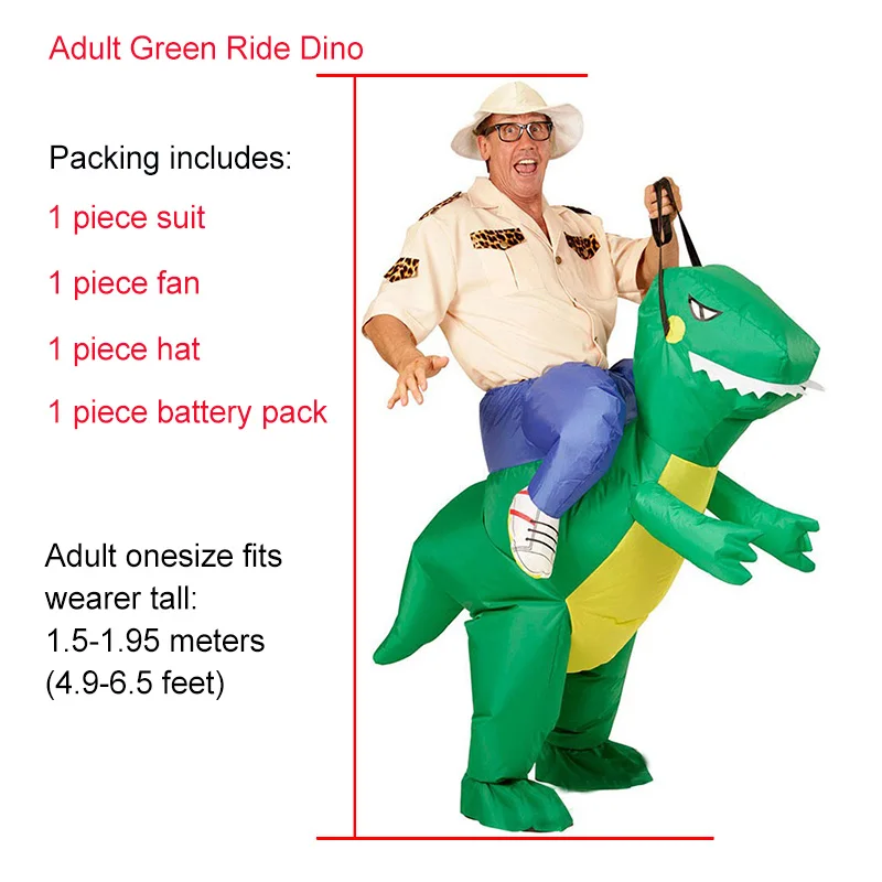 JYZCOS TRex Purim платье на Хэллоуин динозавр надувные костюмы Дракон взрослый езда оранжевый Dinoasur забавные Необычные Вечерние и рождественские - Цвет: Adult green