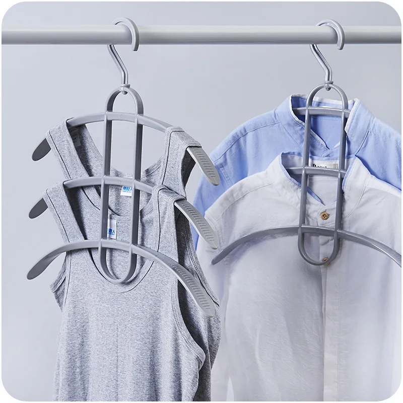 Hoomall Non-slip Multilayer Clothes Rack Wardrobe Closet Clothing Organizers 3 layers Magic Fish Bone Storage & Holder | Дом и сад