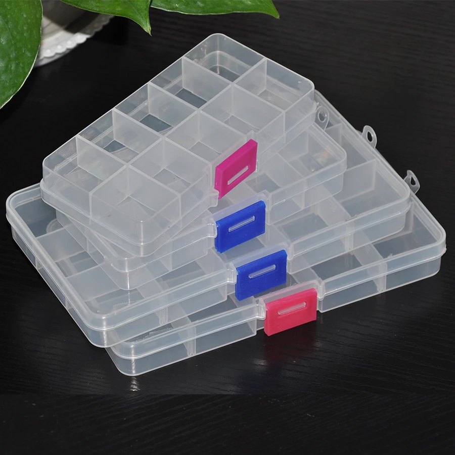 

Storage Bins Plastic PVC 10/15 Slots Adjustable Jewelry Necklace Storage Boxes Tool
