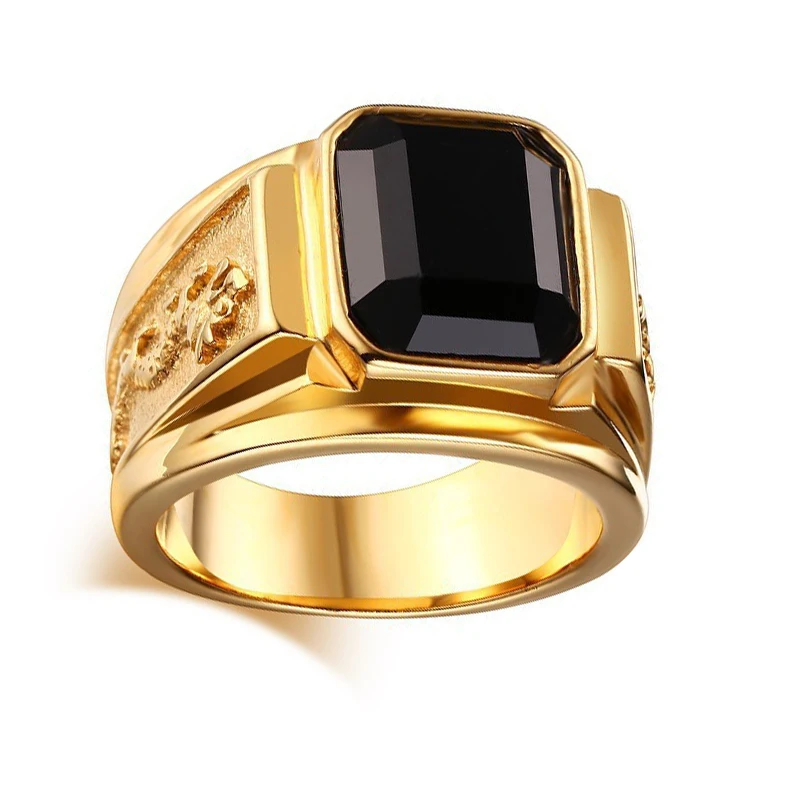 Size7-13, античный дракон, кольцо, золото, серебро, мужское кольцо, панк, черный квадратный камень, кольца для женщин, Винтажное кольцо на палец для вечеринки, ювелирное изделие