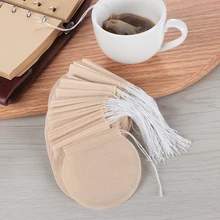 100 шт./упак. круглый Чай сумки пустая Чай сумки фильтр для заварки, скрепляющаяся с помощью тепла круглая строка травы Бумага Ароматические травяной листовой чай