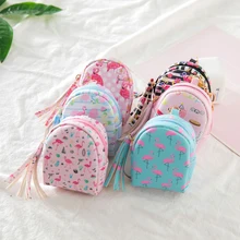 BONAMIE Симпатичные Портмоне Для женщин девочек Key Holder кожаный бумажник случае прекрасный Фламинго маленький кошелек для изменения кошелек для монет подарок для детей