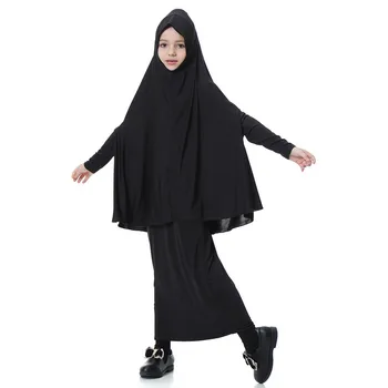 

kids dresses for girls summer Cotton Muslim Dress Girl Batwing Sleeve Blouse Top Long Outfits Set F410