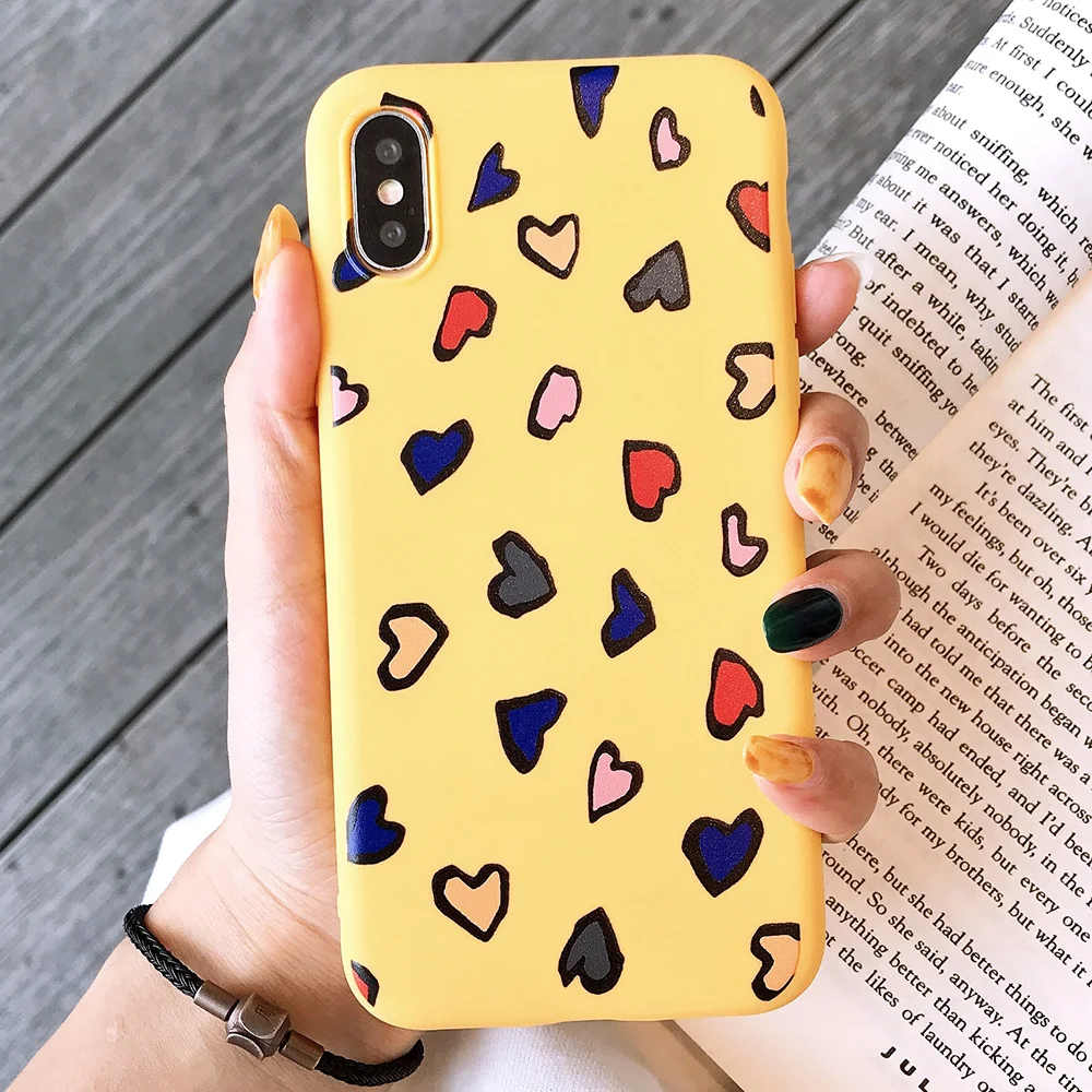 KIPX1116Y_1_JONSNOW Phone Case for iPhone X XS XR XS Max 6 6S 7 8 Plus Painted Heart Leopard Style Frosted Soft Silicone Cover Cases Capa Fundas
