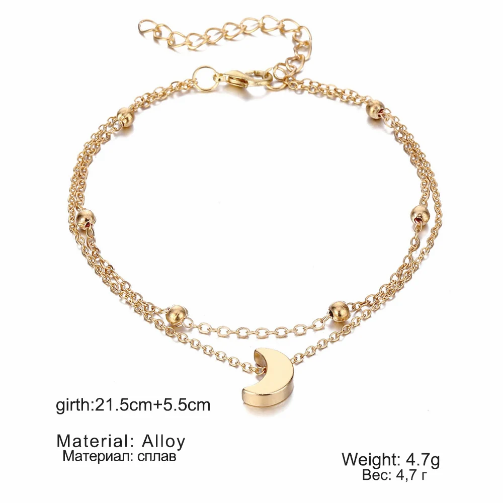 Simple Moon Anklet Female Anklets Barefoot Sandals Foot Jewelry New Fashion Anklets On Foot Ankle Bracelets For Women Leg Chain