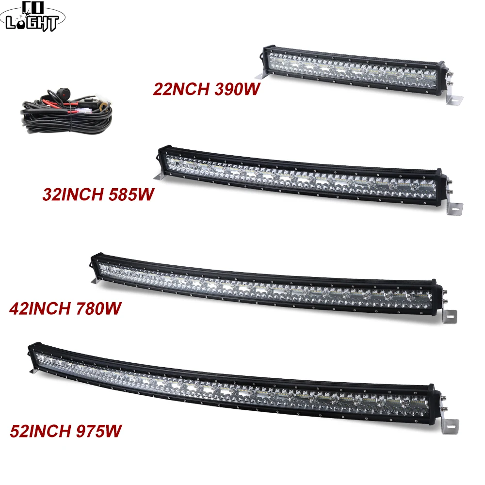 CO светильник супер яркий 12D Led бар внедорожный 4x4 изогнутый 390W 585W 780W 936W 975W 3-рядный