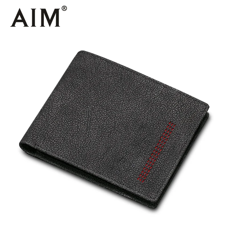 

AIM Genuine Leather Small Wallets With Card Holder Fashion Wallet For Men Mini Ultra-thin Short Purse Men Wallets A402