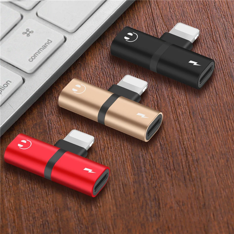 

Connector Splitter Charger Audio Headphone Adapter Portable For IPhone 7/8/X For Jack to Earphone AUX Cable