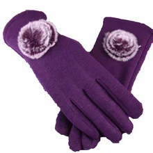 Женские кашемировые зимние перчатки модный экран сенсор Fittness с бантом кружева элегантные зимние теплые варежки женский сенсор Guantes