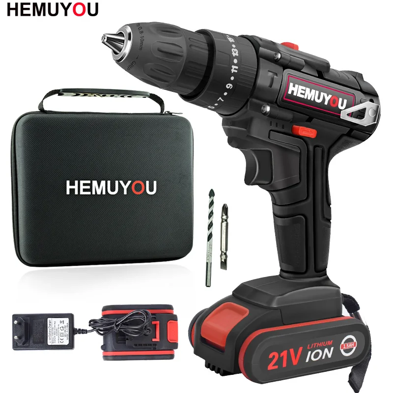

21V electric screwdriver multi-function electric drill cordless screwdriver impact function lithium battery three functions
