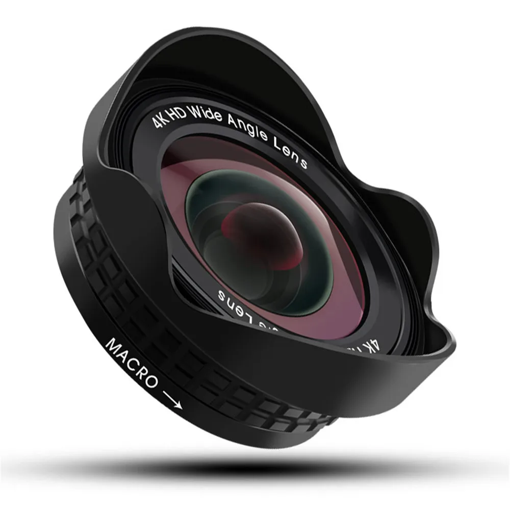 Universal Phone HD Wide Angle Lens with Macro Hood Lenses Fisheye Camera Kits Mobile Phone Compatible for iPhone Samsung