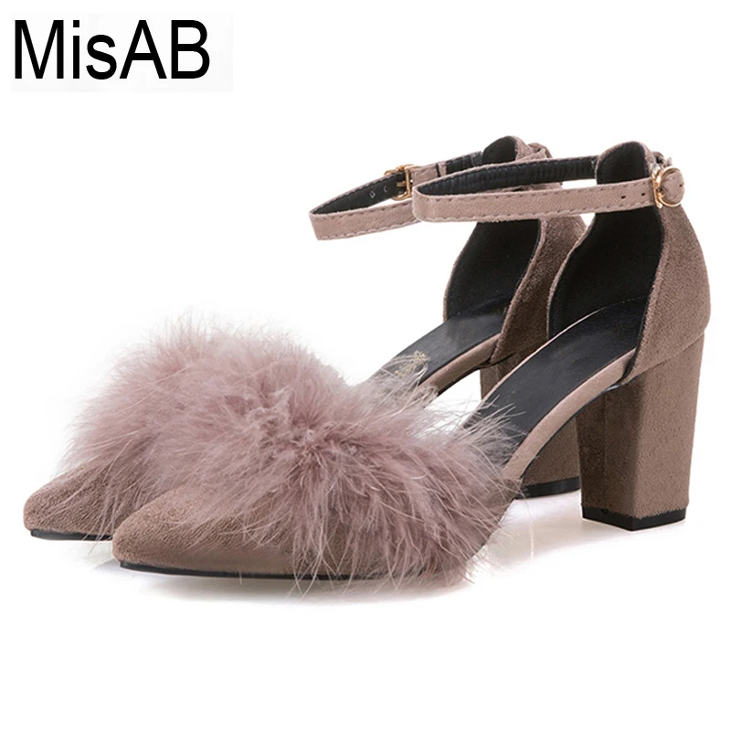 heels with fur on toe