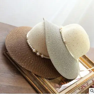 Лучшие продажи корейский стиль Летняя мода новая Рыбацкая шапка с жемчужинками tide Женская Солнцезащитная шляпа открытый пляжный зонтик шляпа