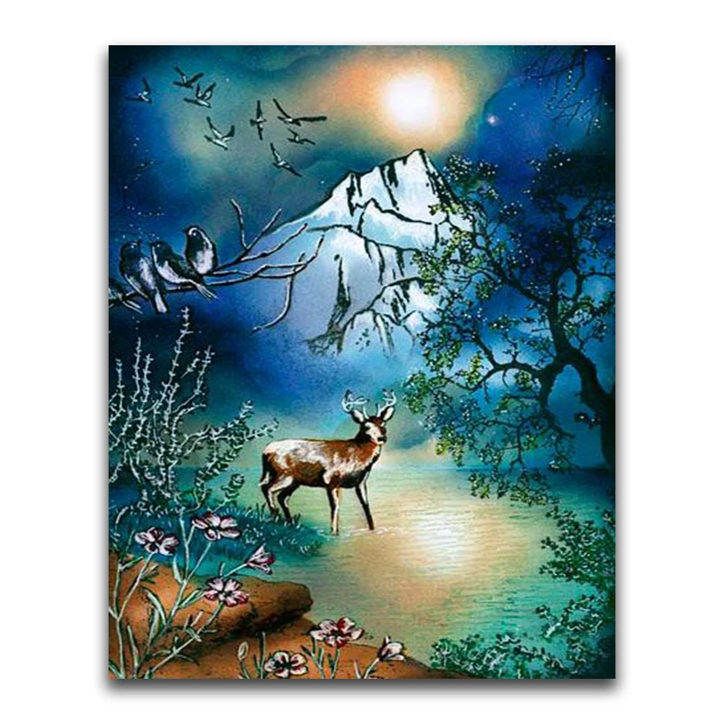 Full Round Diamond mosaic animal DIY 3D Diamond painting deer Full Square Diamond embroidery Cross stitch landscape