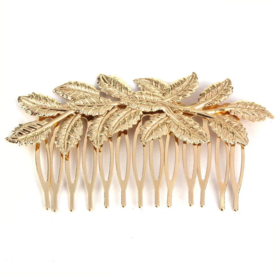 

Gold Color 1PC New Hot Fashion Punk Women Girls Golden Leaf Hair Comb Hair Clip Jewelry High Quality Drop Shipping JC28