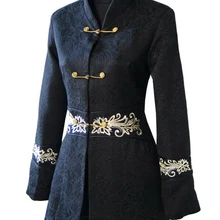 Черная китайская женская хлопковая длинная куртка, пальто, зимнее пальто, размер S M L XL XXL XXXL 4XL 2255