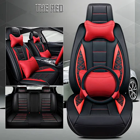 Авто кожаный универсальный чехол для автомобильных сидений для TOYOTA Corolla RAV4 Highlander PRADO Yaris автомобильные аксессуары чехол для сиденья - Название цвета: Red Luxury