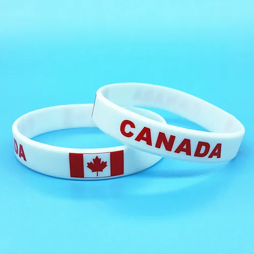 2 шт. флаги мира Логотип Браслет Открытый спортивный силиконовый наручный браслет для мужчин и женщин эластичный резиновый браслет браслеты Чирлидер подарки - Окраска металла: Canada