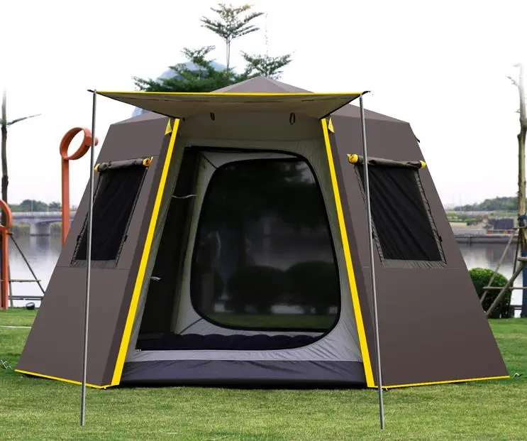 

UV Hexagonal Aluminum Pole Automatic Outdoor Camping Wild Big Tent 3-4 Person Awning Garden Pergola 245*245*165CM Family Tent