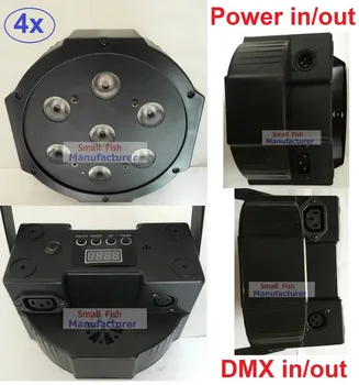 

4x Led Par Light 7X10W 4in1 RGBW Led Slim Par Can Strobe Laser DMX DJ Disco Professional Stage Lighting Sound Party Equipment