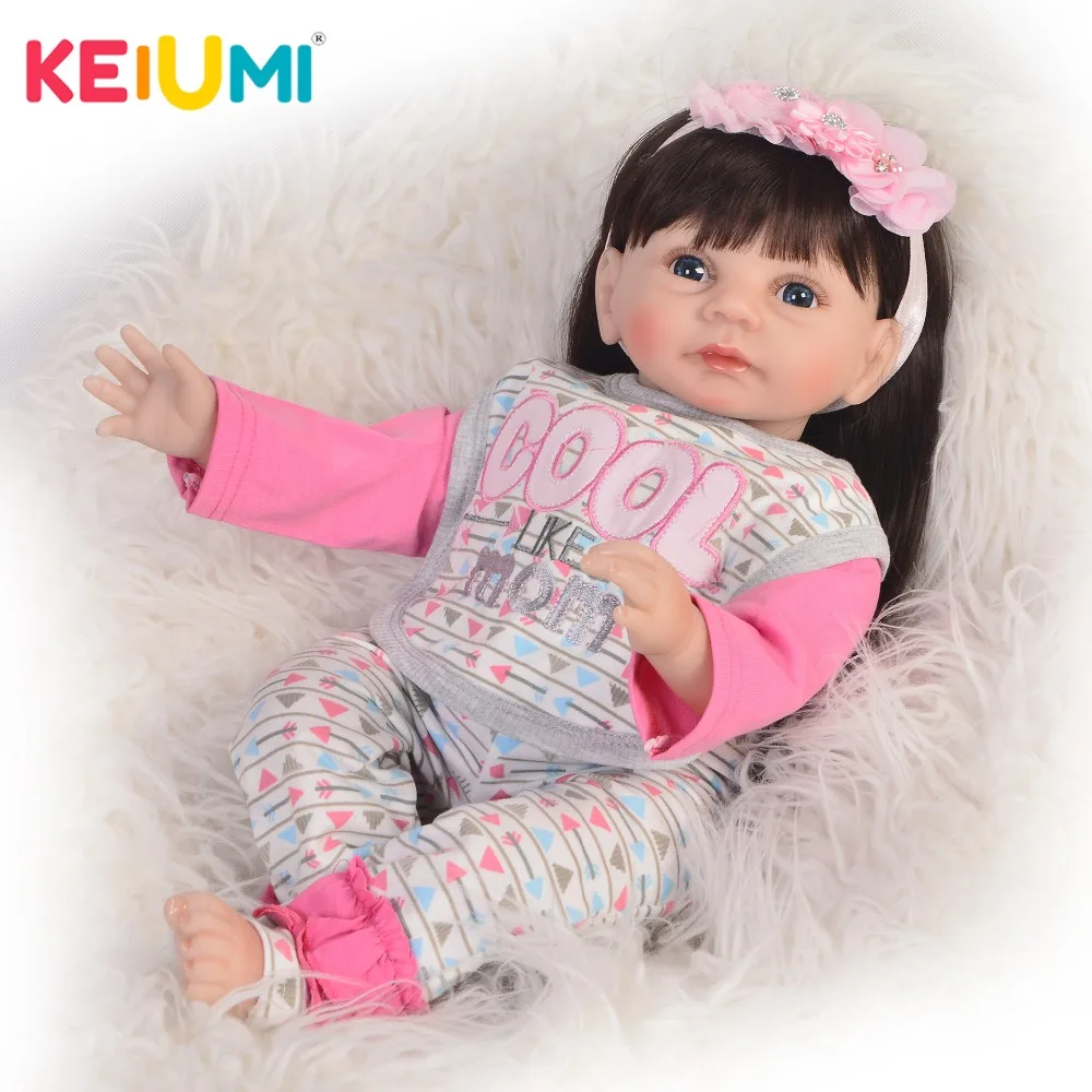 

KEIUMI 22'' Silicone Vinyl Reborn Dolls Babies Realistic Smile Princess Twins Fashion Long Hair Stuffed Dolls Boneca Reborn Toys