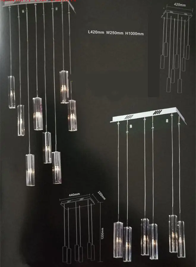 Led Glass G4 Salon Pendant Lights для гостиной Showcase Art Deco Прозрачный хрустальный свет