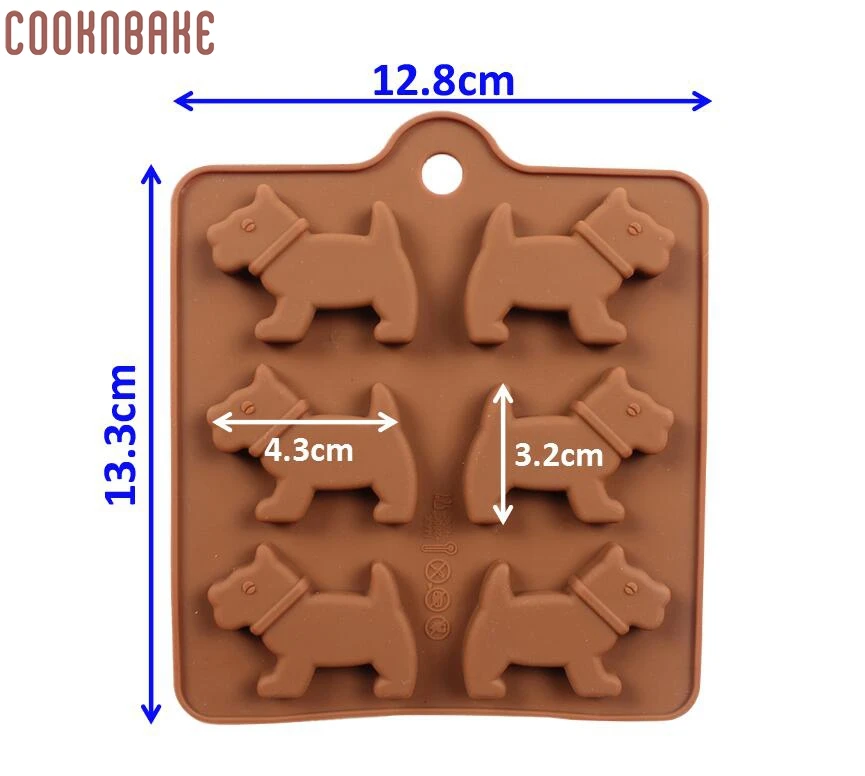 COOKNBAKE силиконовая форма в форме собаки для шоколада, конфет, 6 отверстий, кубик льда, желе, печенье, кондитерские изделия, инструмент для выпечки, декоративная форма для торта
