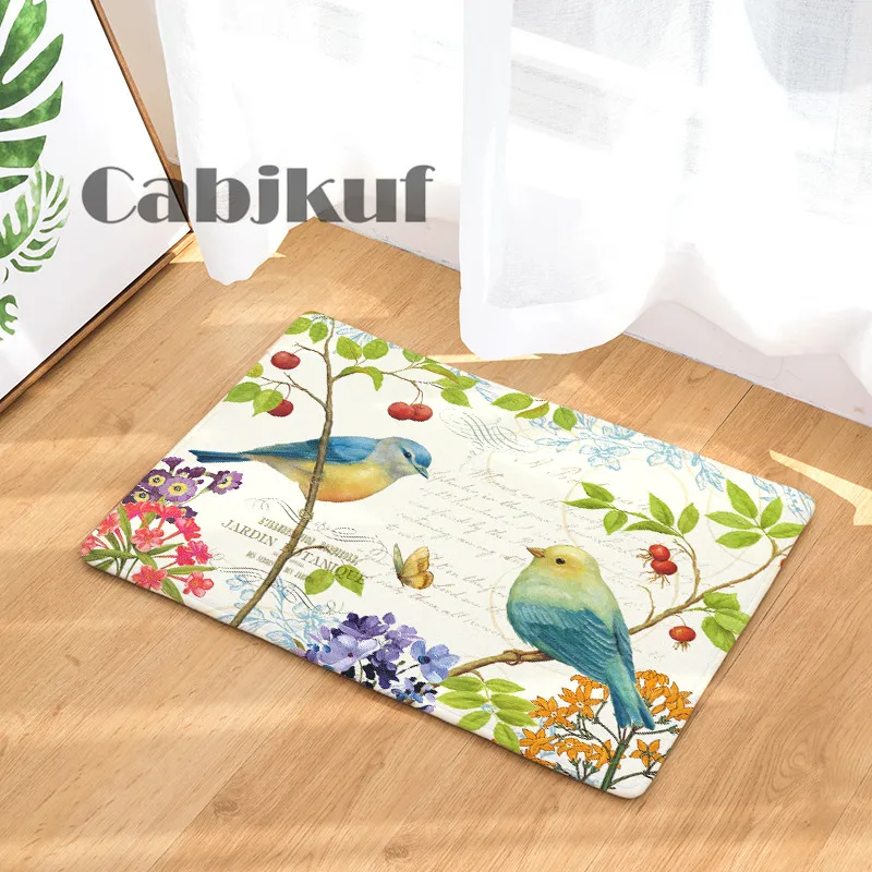 Высокое качество Придверные коврики простые цветы и птицы печать коврики кухня ванная комната коврики 40X60or50x80cm