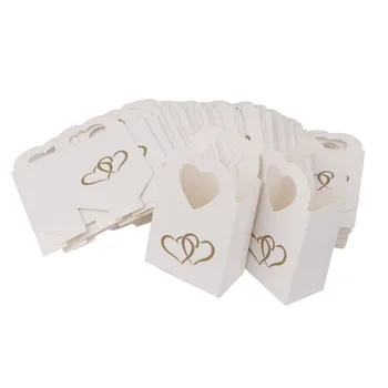 

100pcs/lot Kraft Paper Gift bag,white Party heart Candy Box Package for Baby Shower Birthday Party,black paper wedding candy bag