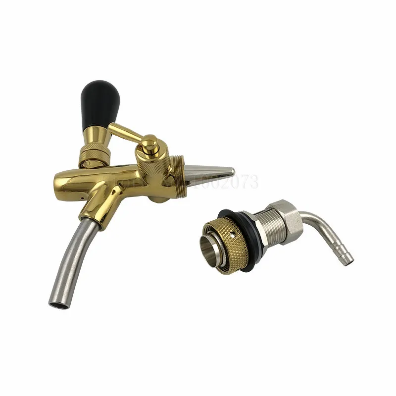 Draft Beer tap faucet, Adjustable Faucet with golden plating,- Keg Tap Spout Homebrew Beer + 2pcs Beer Tap Cap (20)