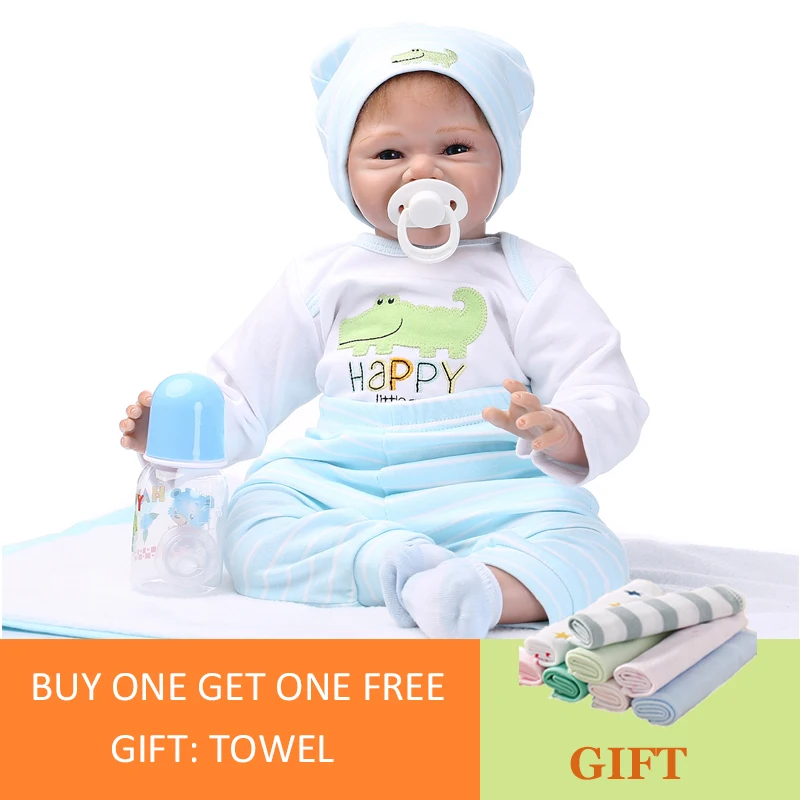 

NPK 55cm Baby Reborn Doll Soft Silicone Reborn Bebe Golden Hair Smile Angel Boy Cotton Body Silicone Limbs Toys For Children