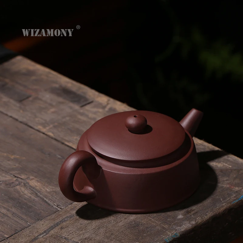 WIZAMONY чайная посуда из фиолетовой глины чайный набор Zisha плоский керамический 160 мл художественный чайный горшок фарфоровая посуда для напитков из исинской глины чайный набор чайная чашка