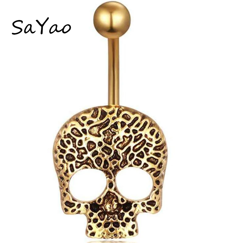 

Antique Gold Punk Skull Navel Eye Belly Button Rings Piercing Belly Ring Ouro Bijoux Pirsing Nombril on Sale