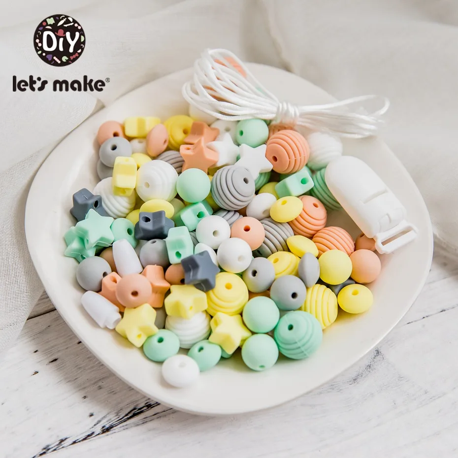 

Let's Make 1Set Baby Pacifier Chain DIY combination Silicone Holder For Nipples Baby Teether Necklace Accessories Pacifier Clip