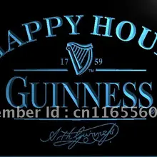 LA614-Guinness пиво в «Счастливый час» бар светодиодный неоновый свет Знак Домашний Декор ремесла