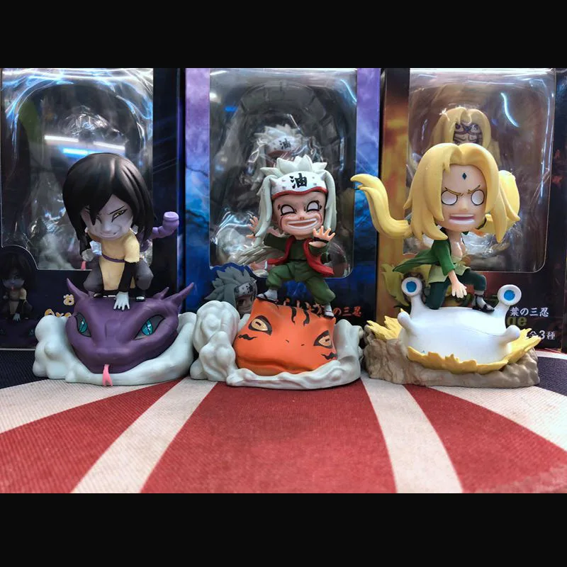 Экшн фигурки из аниме Наруто игрушки Jiraiya Tsunade Orochimaru 10 см модели искусственных