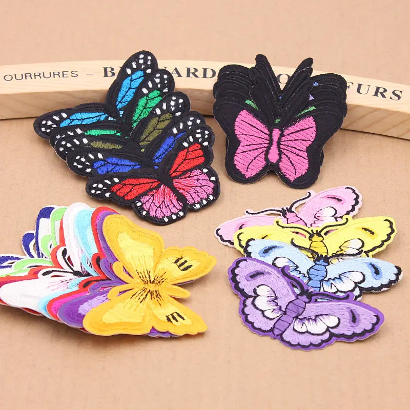 

2Pcs Sequined Butterfly patches badges for clothing iron embroidered patch applique iron sew on patches sewing accessories