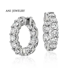 ANI с металлическим ремешком регулируемой длины платины PT950 Для женщин круглые серьги сертифицированные I/S1 Роскошные туфли-лодочки на платформе, с 3,46 CT Для женщин изысканные свадебные серьги-гвоздики с кристаллами Swarovski, круглые серьги