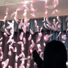 Перо Звезда светодиодный гирлянда на занавеску Фея окна свет шнура Рождество дома гирлянда украшения в помещении светильники для праздничной вечеринки