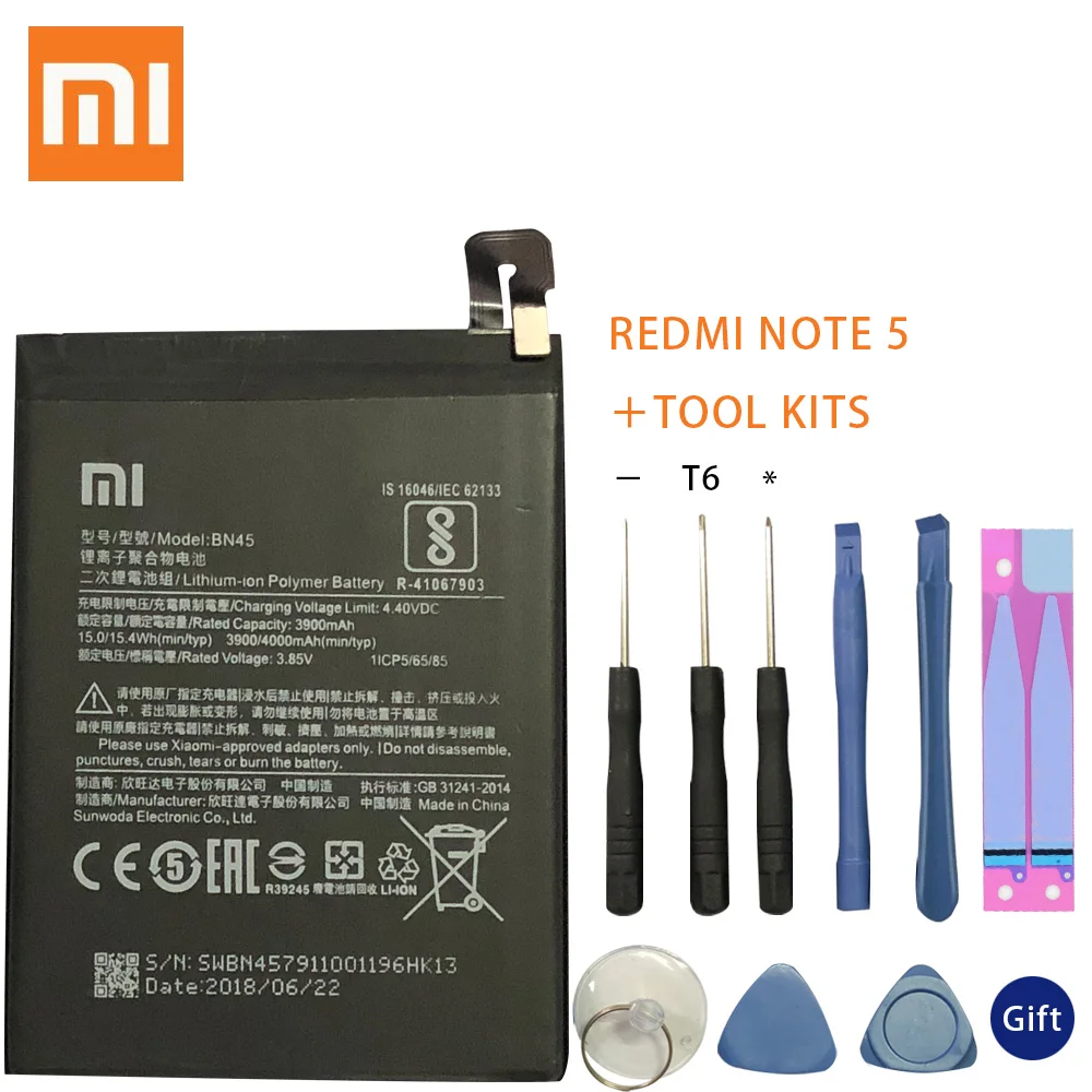 

100% XIAOMI Original 3900 / 4000mAh BN45 Battery for Xiaomi Redmi Note 5 Batterie Hongmi Note 5 Bateria Batterij Battery AKKU +