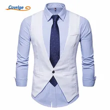 Covrlge Men's Business Casual Slim Vests Fashion Men Solid Color Single Buttons Vests Fit Male Suit for Spring Autumn MWX032 Covrlge Men's Business Casual Slim Vests Fashion Men Solid Color Single Buttons Vests Fit Male Suit for Spring Autumn MWX032