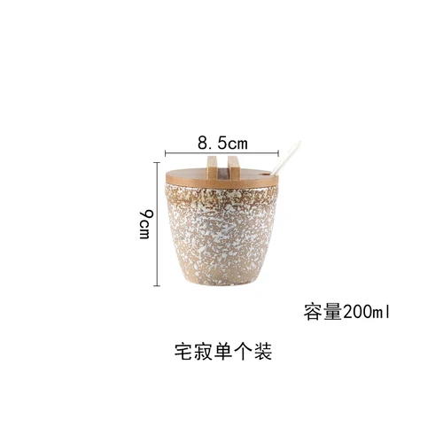 Набор керамических банок для специй с крышкой и ложкой, кухонный инструмент для хранения в японском стиле, инструмент для украшения дома, инструмент для приправ - Цвет: A1--single