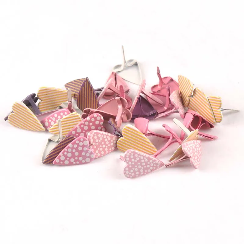 Metal Brads 20PCs mixed Heart Scrapbooking Embellishment Fastener 11x16mm cp2580