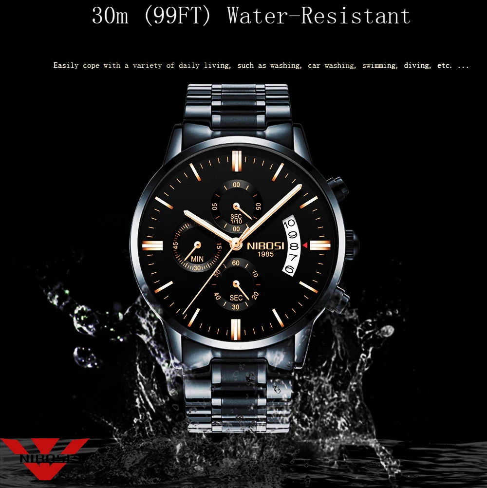  NIBOSI Luxury Brand Men Army Military Watches Men's Quartz Date Clock Man Sports Wrist Watch Relogi