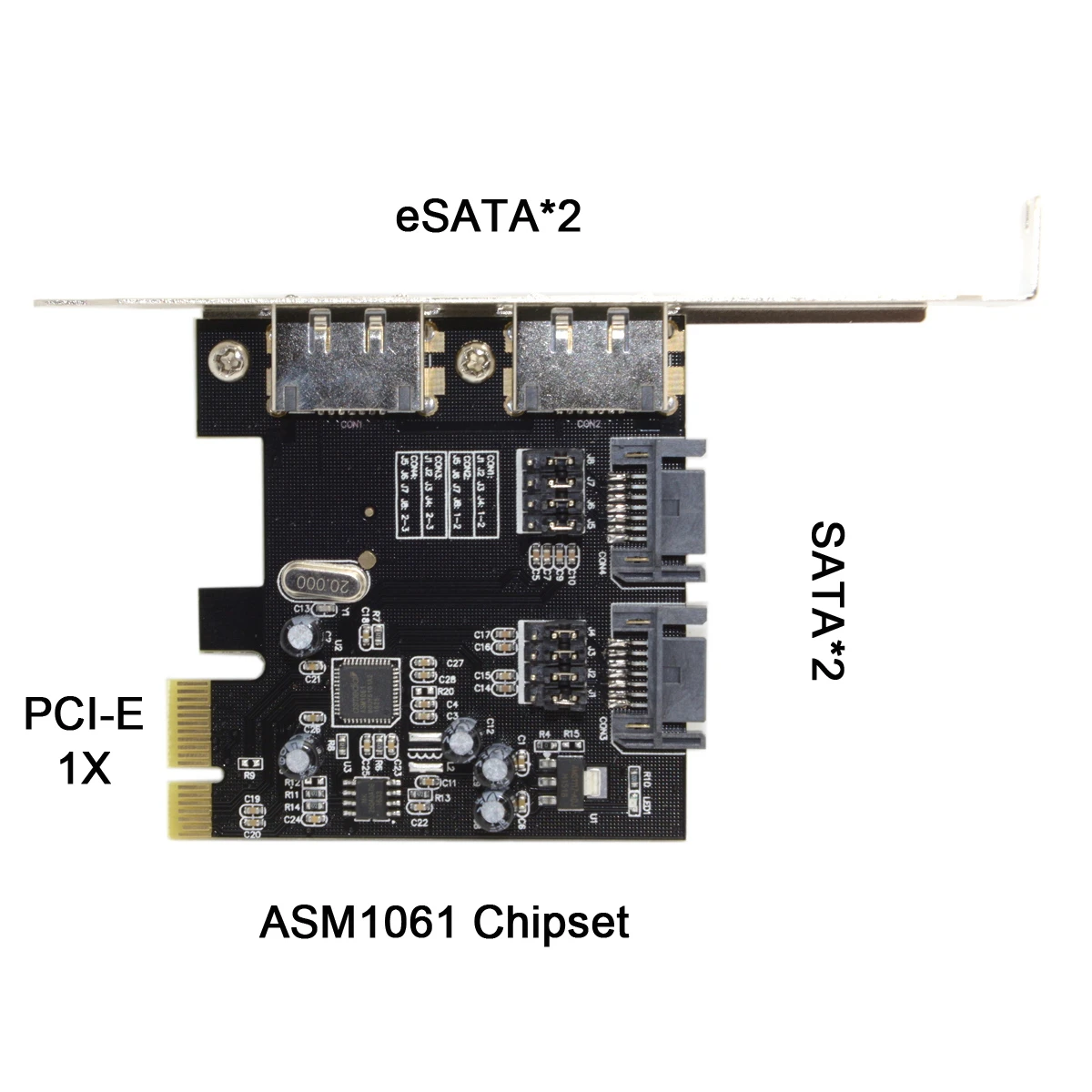 CY PCI-E to 4 Ports SATA 3.0 ESATA PCIE SATA3 6Gbps PCI-E Adapter Expansion Card 