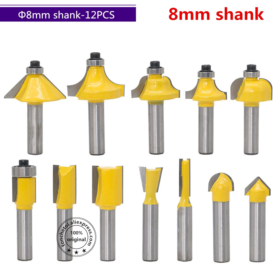 

8mm shank-12PCS,cnc solid tungsten carbide woodworking router bit,Woodworking engraving machine,electric wood milling,trimming