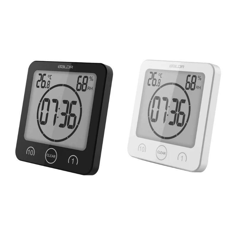 

Digital Countdown Clock Countdown Timer Hygrometer Thermometer Suction Cup Bathroom Shower Makeup Cooking Stopwatch Wall Clock