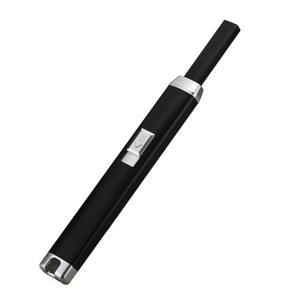 Электронная зажигалка для свечей Arc ветрозащитная беспламенная USB перезаряжаемая для кухни барбекю походная плита ZJ55 - Цвет: Black