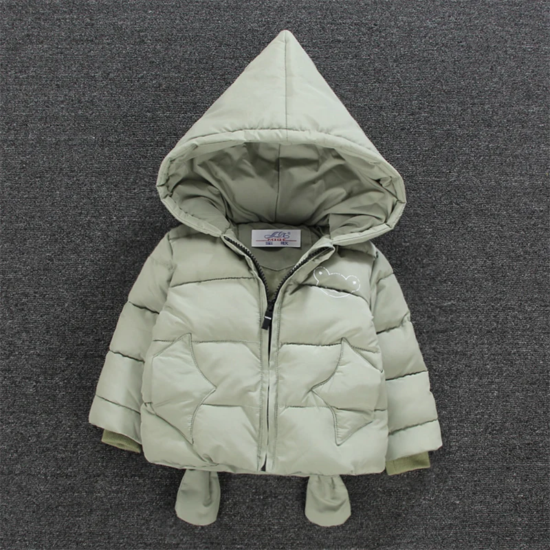 

Fashion Thicken Children Winter Jackets WindProof Girls Winter Coat 2017 Baby Warm Cartoon Cat Tail Hooded Boys Coat IY124